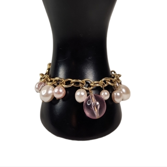 Baby Pink & Pearl Toggle Charm Bracelet - Picture 1 of 5